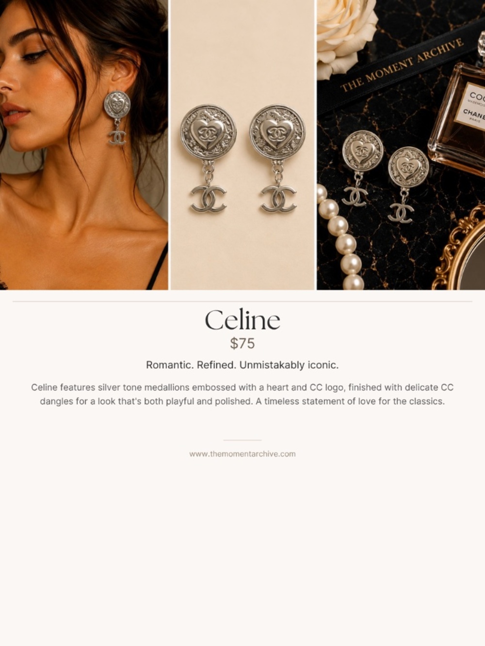 Celine Earrings handmade from vintage Chanel buttons